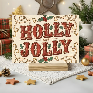 Cartes Pour Fêtes Annuelles Retro Western Holly Jolly Noël
