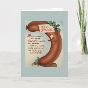 Cartes Pour Fêtes Annuelles Rétro Whimsical Sausage Christmas Greeting Card