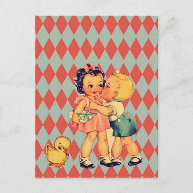 Cartes Pour Fêtes Annuelles Rétros enfants de cru de kitsch de Valentine (Devant)