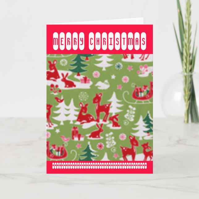 Cartes Pour Fêtes Annuelles Rétros gambades de renne (Devant)