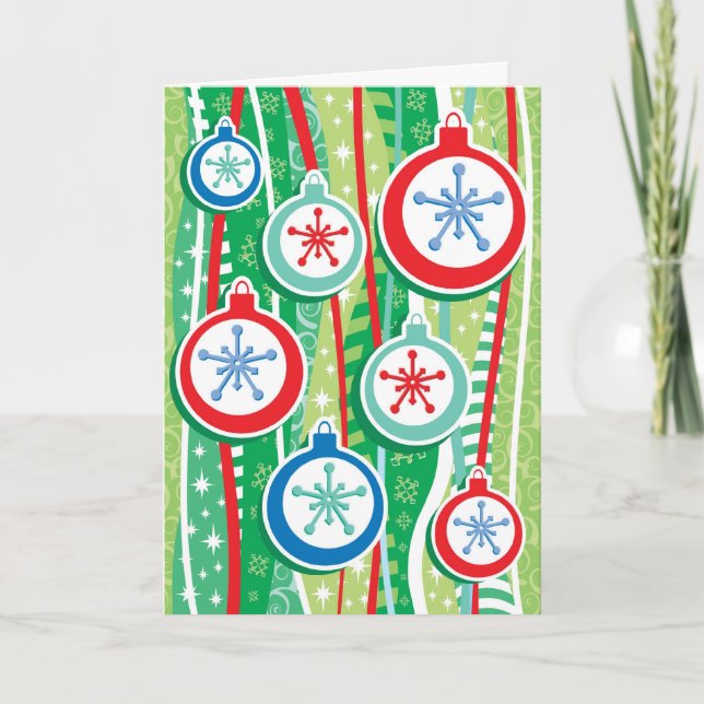 Cartes Pour Fêtes Annuelles Rétros ornements de Noël (Devant)