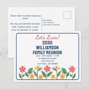 Cartes Pour Fêtes Annuelles Réunion de famille Luau Tropical Floral