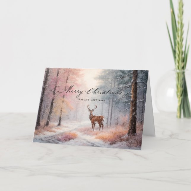 Cartes Pour Fêtes Annuelles Rêve de forêt rustique cerf de Noël (Devant)