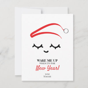 Cartes Pour Fêtes Annuelles Réveillez-moi le Nouvel An Les yeux clignotent drô