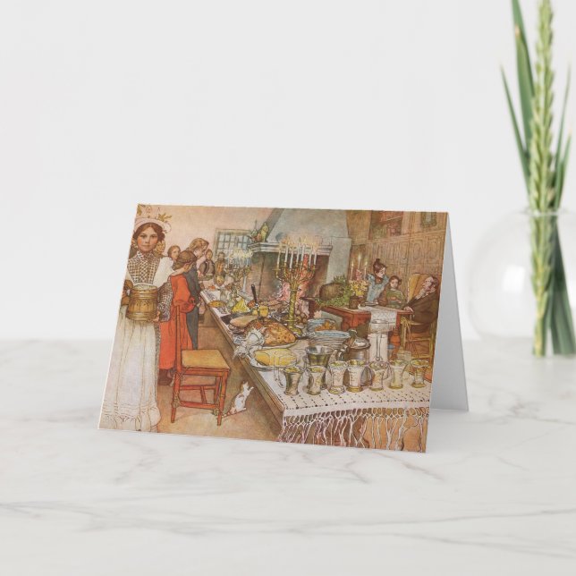 Cartes Pour Fêtes Annuelles Réveillon de Noël par Carl Larsson, Vacances Vinta (Devant)