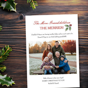Cartes Pour Fêtes Annuelles Révélation de Noël : Plus de petits-enfants, plus 