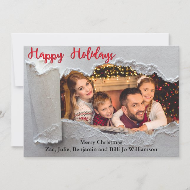 Cartes Pour Fêtes Annuelles Révéler Joyeuses Fêtes de Noël Photo de famille (Devant)