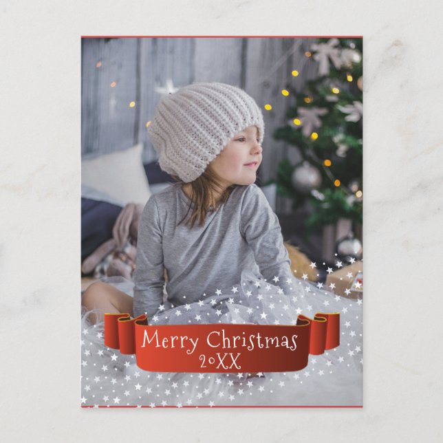 Cartes Pour Fêtes Annuelles Revêtement moderne Joyeux Noël Photo Ruban (Devant)