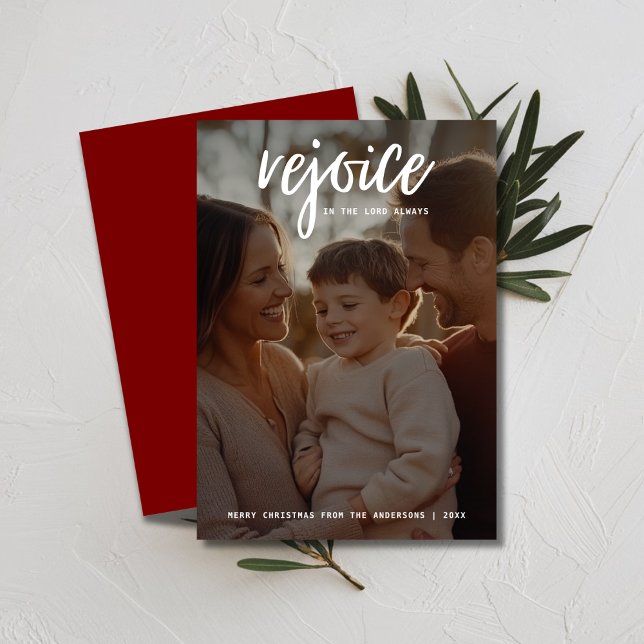 Cartes Pour Fêtes Annuelles Revêtement religieux de Noël Rejoice Bourgogne (Créateur téléchargé)