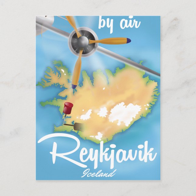 Cartes Pour Fêtes Annuelles Reykjavik, affiche de voyage en Islande (Devant)