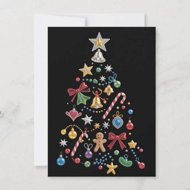 Cartes Pour Fêtes Annuelles Rhinestone Whimiscal Bling Christmas Tree Holiday (Devant)