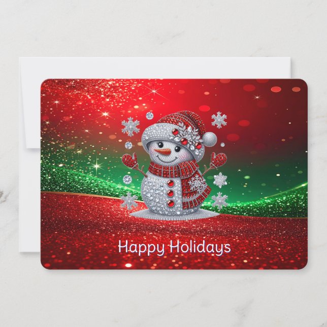 Cartes Pour Fêtes Annuelles Rhinestones Snowman Holiday Card (Devant)