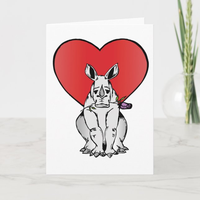 Cartes Pour Fêtes Annuelles Rhino with Valentine's day heart (Devant)