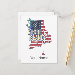 Cartes Pour Fêtes Annuelles Rhode Island États-Unis Retro State Map Vintage