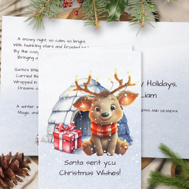 Cartes Pour Fêtes Annuelles Rhyme Santas Reindeer Poème nordique Enfants Noël (Créateur téléchargé)