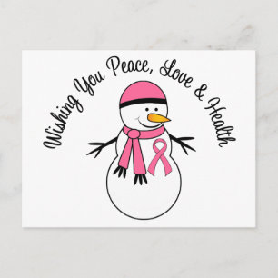 Cartes Pour Fêtes Annuelles Ribbon de Noël Snowman Cancer du Sein