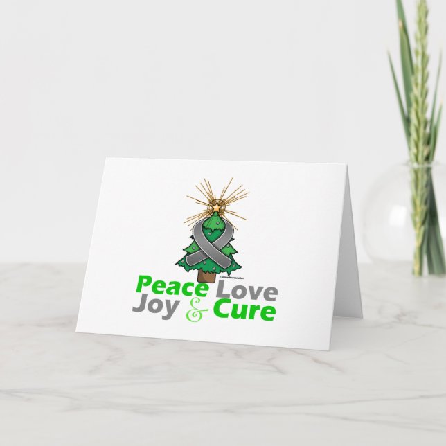 Cartes Pour Fêtes Annuelles Ribbon gris Noël Paix Amour, Joie & Cure (Devant)