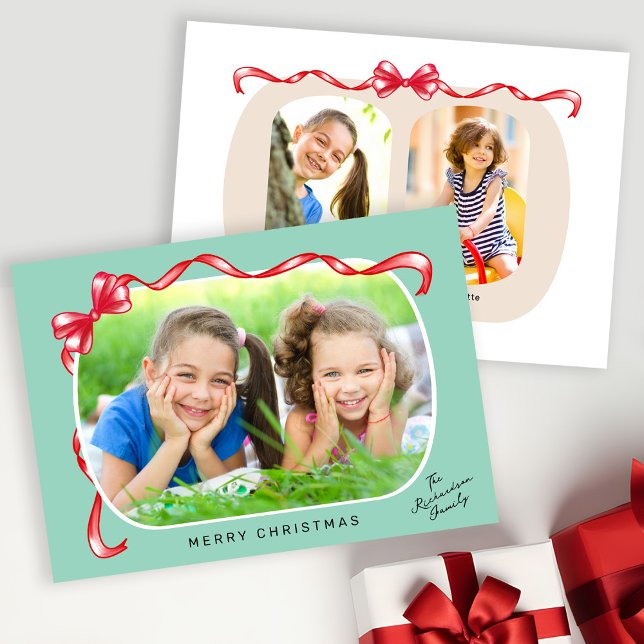 Cartes Pour Fêtes Annuelles Ribbon noir noir blanc blanc 3 Photos Noël (Créateur téléchargé)