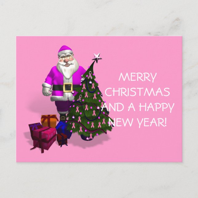 Cartes Pour Fêtes Annuelles Ribbons roses du Père Noël (Devant)