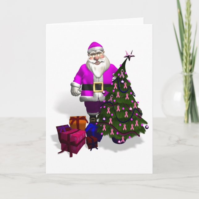 Cartes Pour Fêtes Annuelles Ribbons roses du Père Noël (Devant)