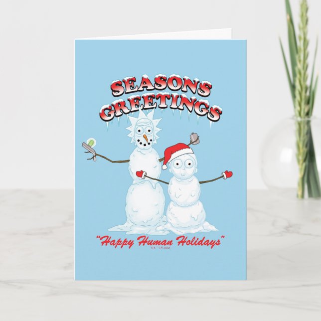 Cartes Pour Fêtes Annuelles Rick et Morty | Bonnes Fêtes de snowmen (Devant)