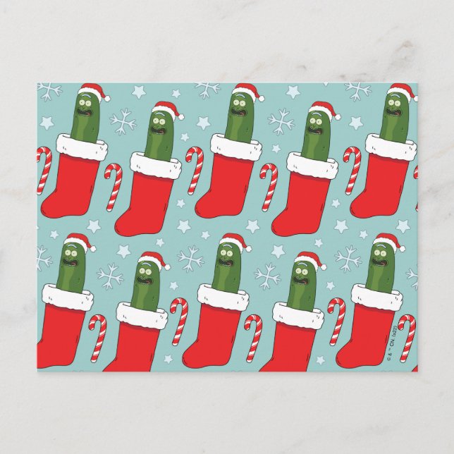 Cartes Pour Fêtes Annuelles Rick et Morty | Motif Pickle Rick de Noël (Devant)
