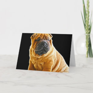 Cartes Pour Fêtes Annuelles Rincement, Chinois Shar Pei Chien Coquelicot