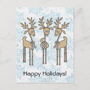 Cartes Pour Fêtes Annuelles Rindeer de ruban gris (diabète)