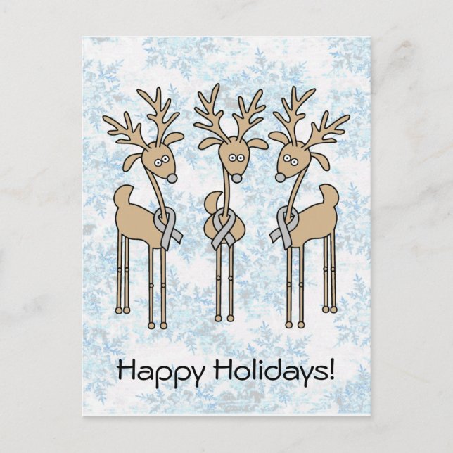 Cartes Pour Fêtes Annuelles Rindeer de ruban gris (diabète) (Devant)