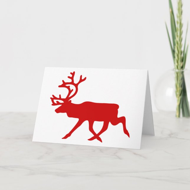 Cartes Pour Fêtes Annuelles Rindeer rouge / Silhouette caribou (Devant)
