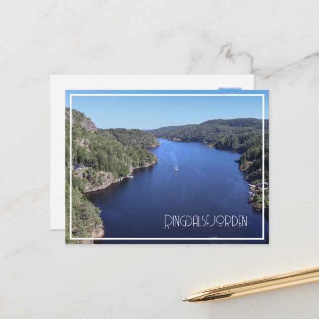 Cartes Pour Fêtes Annuelles Ringdalsfjorden Vue du paysage d'été, Norvège (Devant/Arrière en situation)
