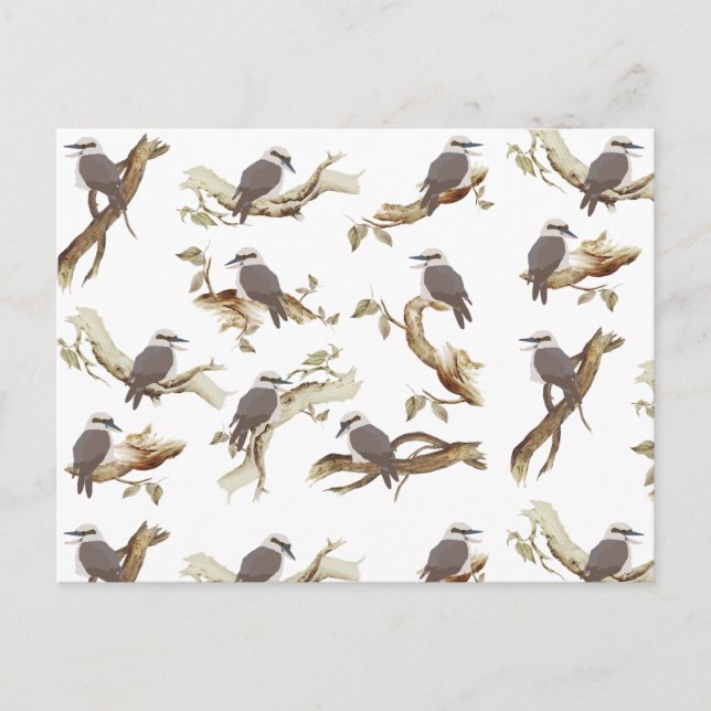 Cartes Pour Fêtes Annuelles Rire Kookaburra Eucalyptus d'oiseaux australiens (Devant)