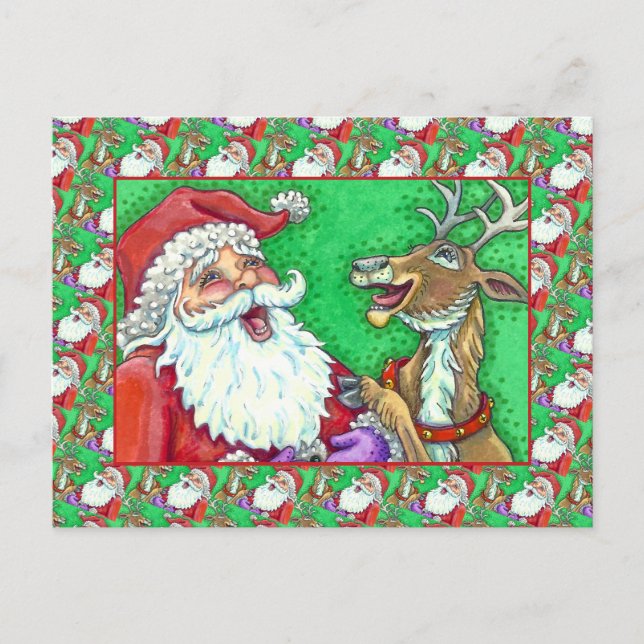 Cartes Pour Fêtes Annuelles RIRE PÈRE NOËL & REINDEER KNOCK KNOCK JOKES Drôle (Devant)