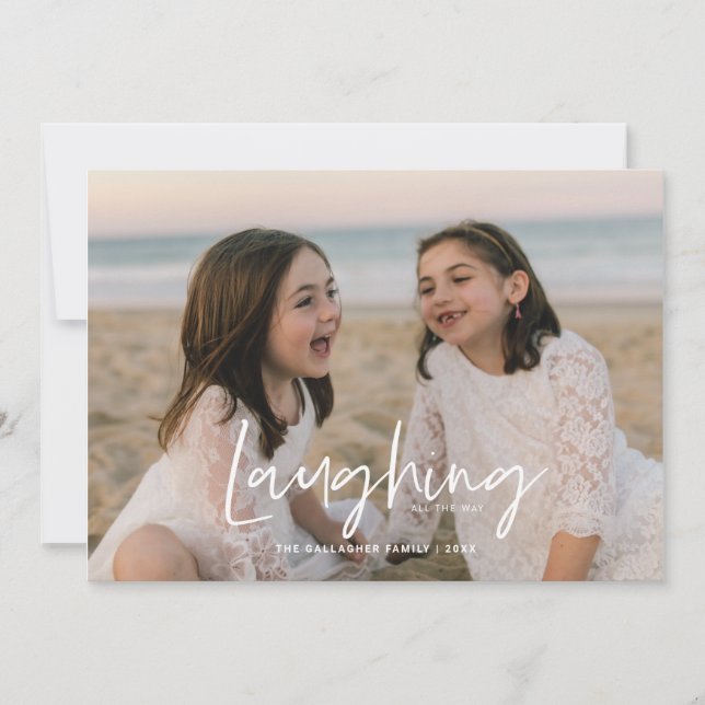 Cartes Pour Fêtes Annuelles Rire Tout Le Chemin Blanc (Devant)