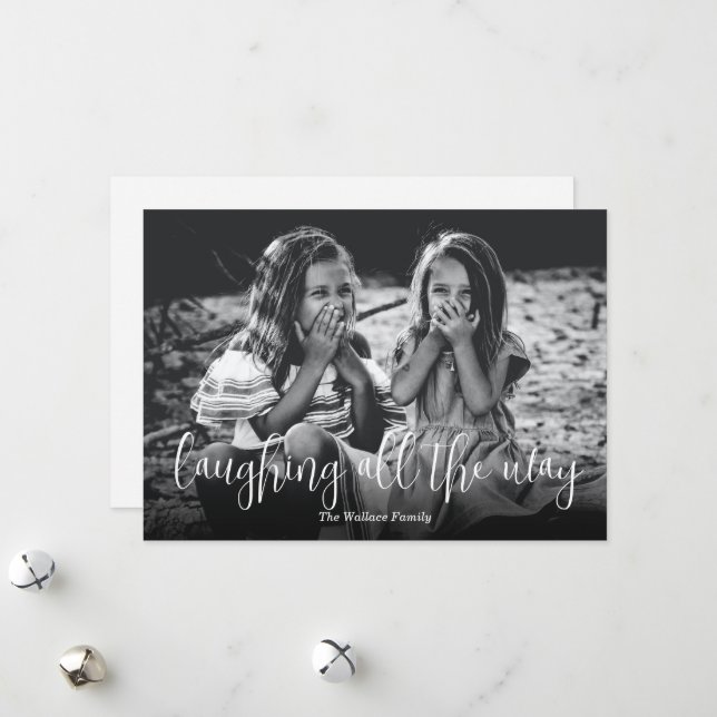Cartes Pour Fêtes Annuelles Rire tout le chemin Photo Noël (Devant/Arrière en situation)
