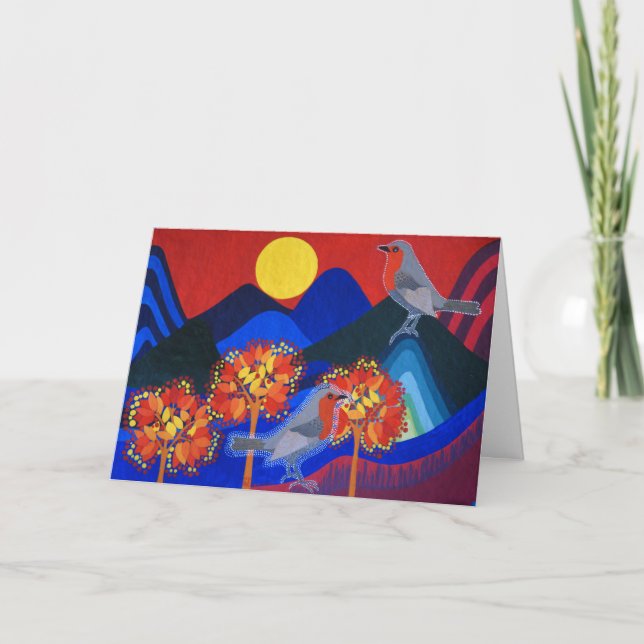 Cartes Pour Fêtes Annuelles Robbins d'hiver (Devant)