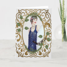 Robe bleue Vintage années 1920 Flapper Art Déco fe