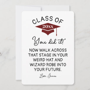 Cartes Pour Fêtes Annuelles Robe et Chapeau de Magicien Diplômé 2026 Personnal