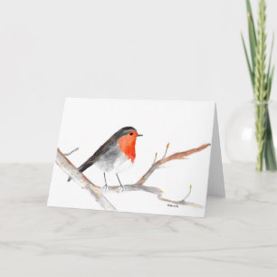 Cartes Pour Fêtes Annuelles Robin d'aquarelle oiseau d'hiver art de Noël
