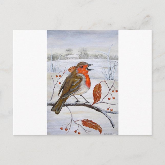 Cartes Pour Fêtes Annuelles Robin de Noël (Devant)