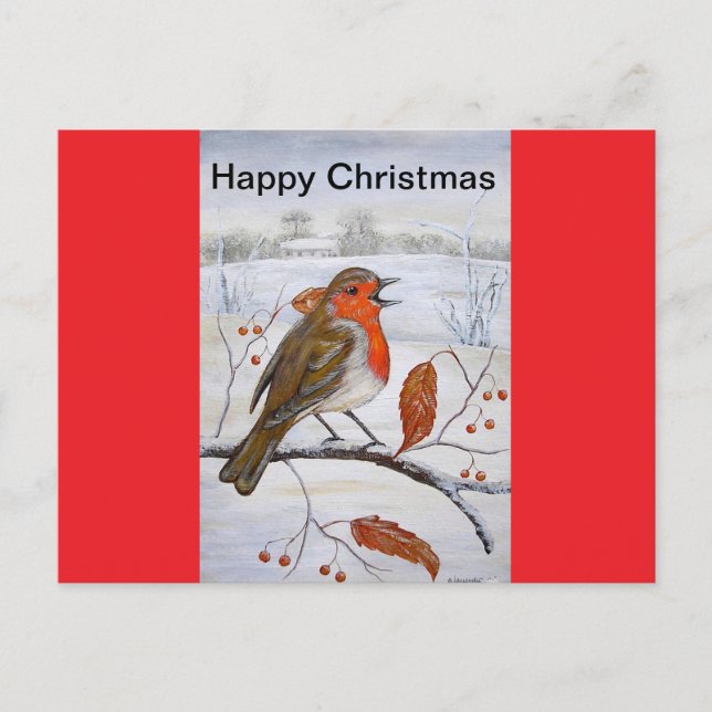 Cartes Pour Fêtes Annuelles Robin de Noël (Devant)