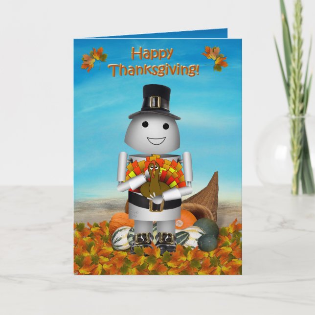 Cartes Pour Fêtes Annuelles Robo-x9 célèbre Thanksgiving (Devant)