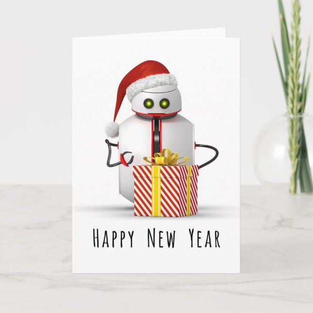 Cartes Pour Fêtes Annuelles Robot de Noël (Devant)