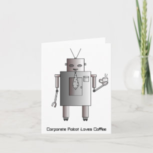 Cartes Pour Fêtes Annuelles Robot d'entreprise aime le café, Vintage Retro Fun