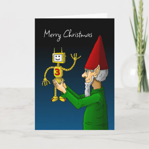 Cartes Pour Fêtes Annuelles Robot et lutin de Noël