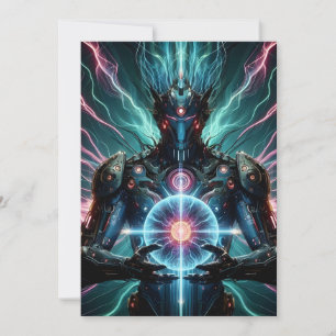 Cartes Pour Fêtes Annuelles Robot Futuriste Noyau Cosmique Cyberpunk