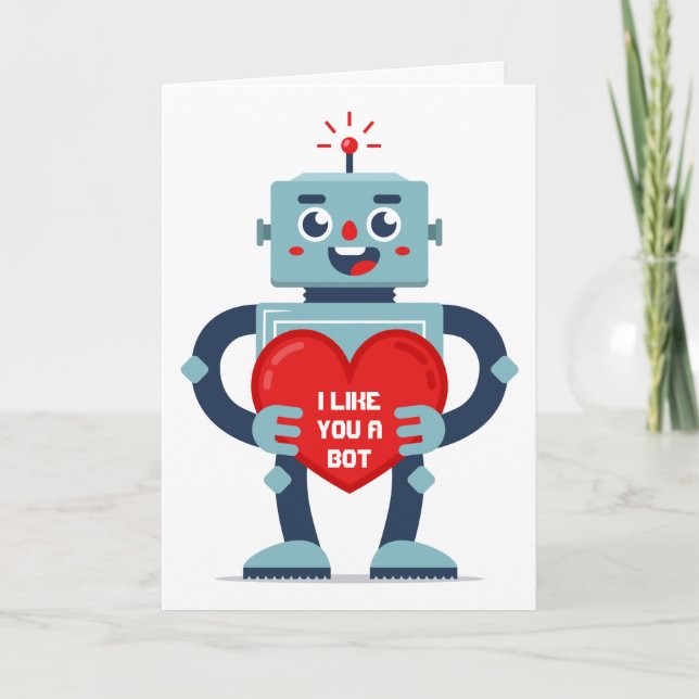 Cartes Pour Fêtes Annuelles Robot Heart Cute Personnalisé Valentine (Devant)