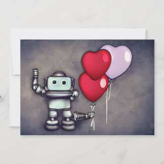 Cartes Pour Fêtes Annuelles Robot IA Valentine Heart Ballons