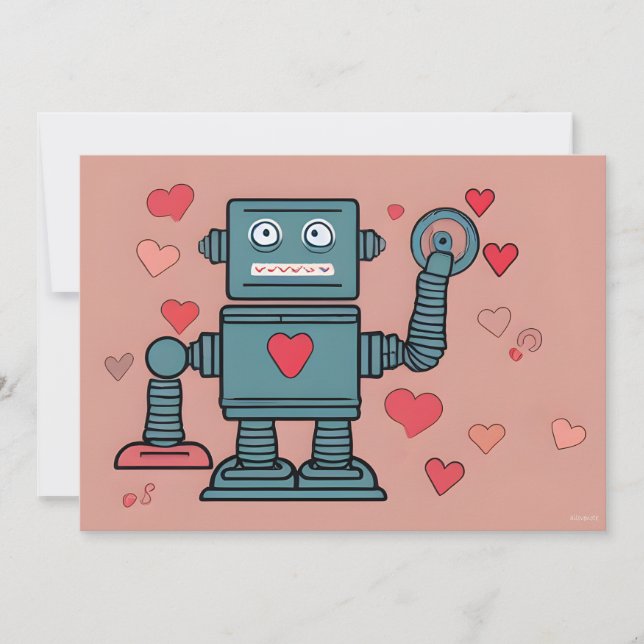 Cartes Pour Fêtes Annuelles Robot Valentine Hearts Love Note (Devant)