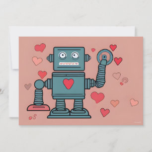 Cartes Pour Fêtes Annuelles Robot Valentine Hearts Love Note